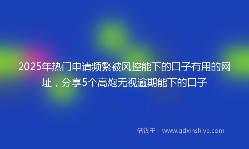 2025年热门申请频繁被风控能下的口子有用的网址，分享5个高炮无视逾期能下的口子