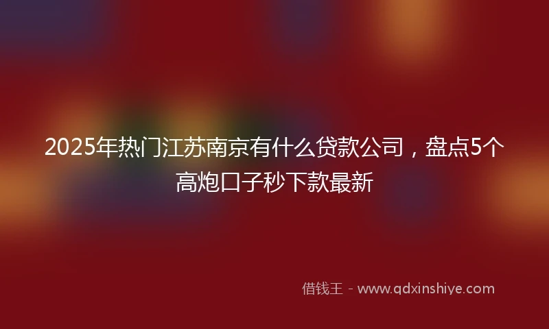 2025年热门江苏南京有什么贷款公司，盘点5个高炮口子秒下款最新