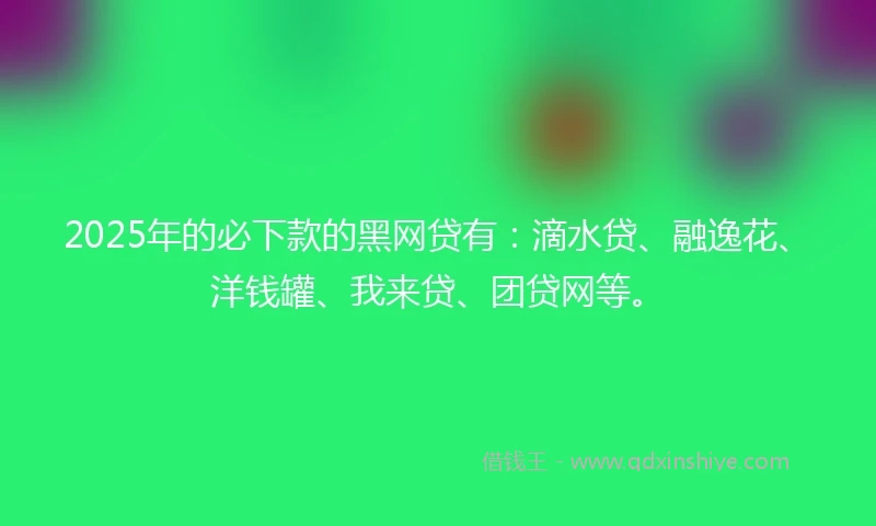 2025年的必下款的黑网贷有：滴水贷、融逸花、洋钱罐、我来贷、团贷网等。