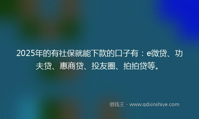 2025年的有社保就能下款的口子有：e微贷、功夫贷、惠商贷、投友圈、拍拍贷等。