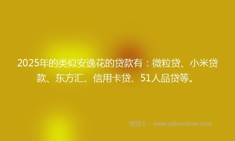 2025年的类似安逸花的贷款有：微粒贷、小米贷款、东方汇、信用卡贷、51人品贷等。