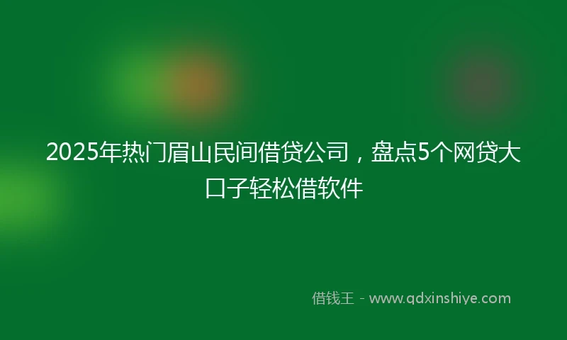 2025年热门眉山民间借贷公司，盘点5个网贷大口子轻松借软件