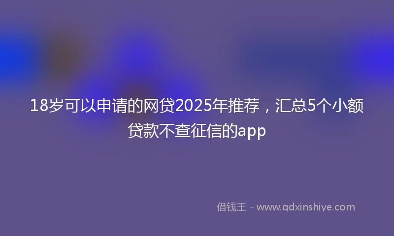 18岁可以申请的网贷2025年推荐，汇总5个小额贷款不查征信的app