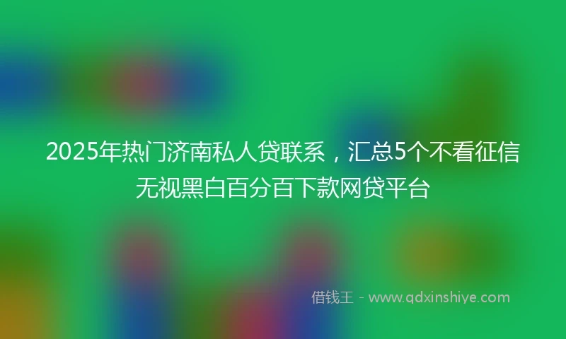 2025年热门济南私人贷联系，汇总5个不看征信无视黑白百分百下款网贷平台