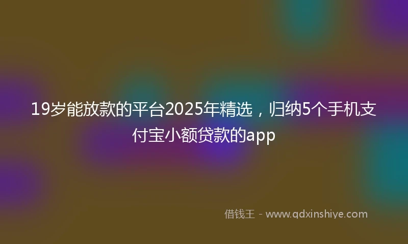 19岁能放款的平台2025年精选，归纳5个手机支付宝小额贷款的app