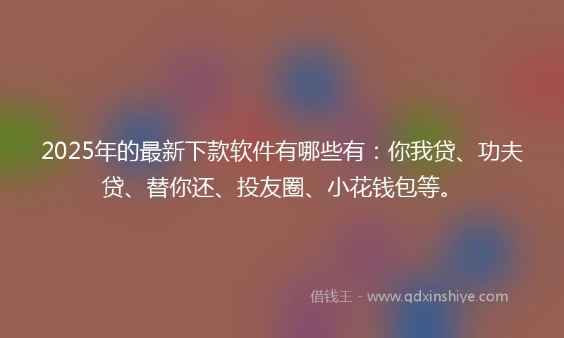 2025年的最新下款软件有哪些有：你我贷、功夫贷、替你还、投友圈、小花钱包等。