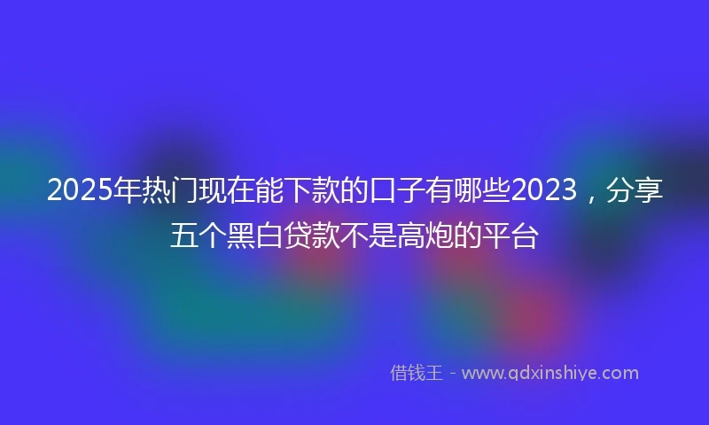 2025年热门现在能下款的口子有哪些2023,分享五个黑白贷款不是高炮的平台
