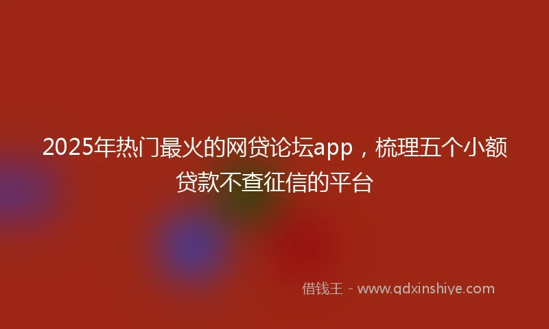 2025年热门最火的网贷论坛app，梳理五个小额贷款不查征信的平台