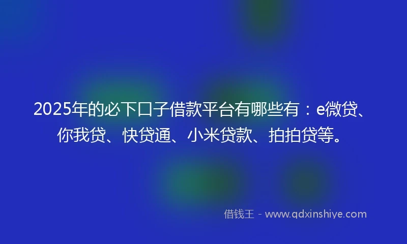 2025年的必下口子借款平台有哪些有：e微贷、你我贷、快贷通、小米贷款、拍拍贷等。