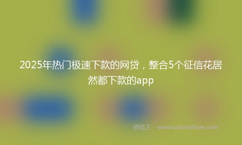 2025年热门极速下款的网贷，整合5个征信花居然都下款的app