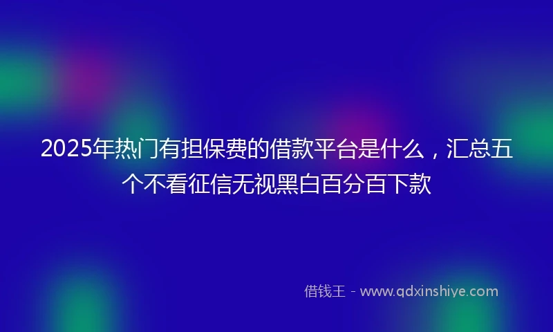 2025年热门有担保费的借款平台是什么，汇总五个不看征信无视黑白百分百下款