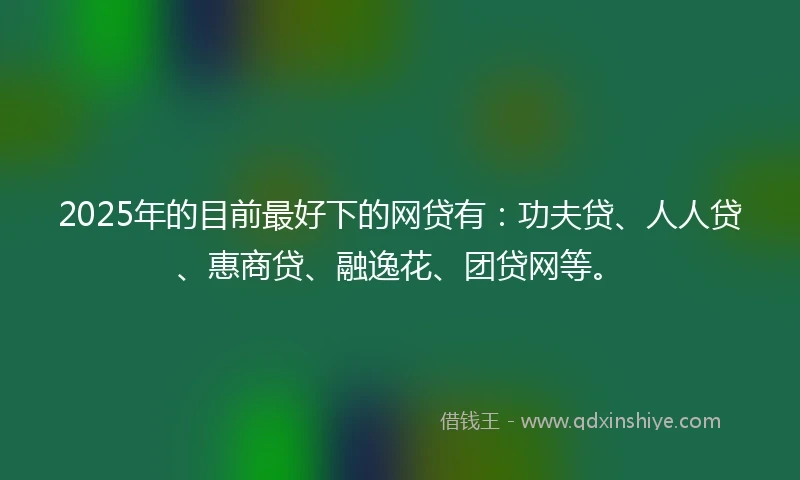 2025年的目前最好下的网贷有：功夫贷、人人贷、惠商贷、融逸花、团贷网等。