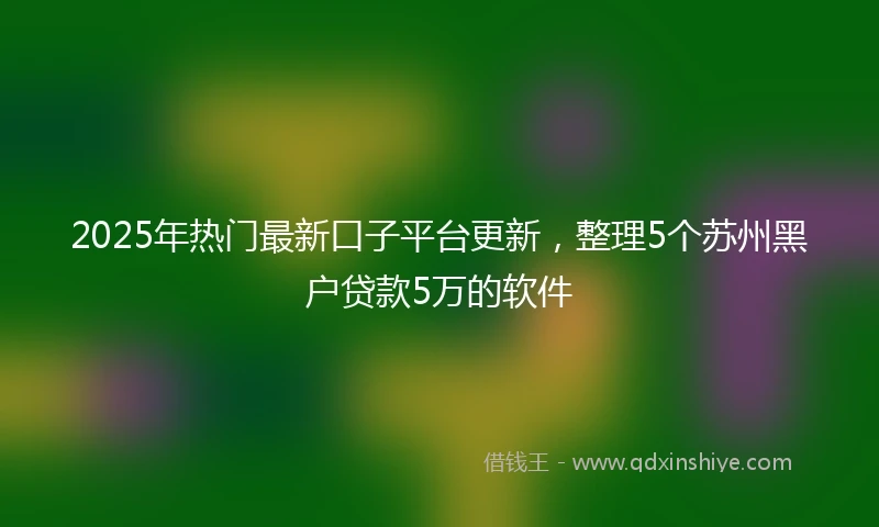 2025年热门最新口子平台更新，整理5个苏州黑户贷款5万的软件