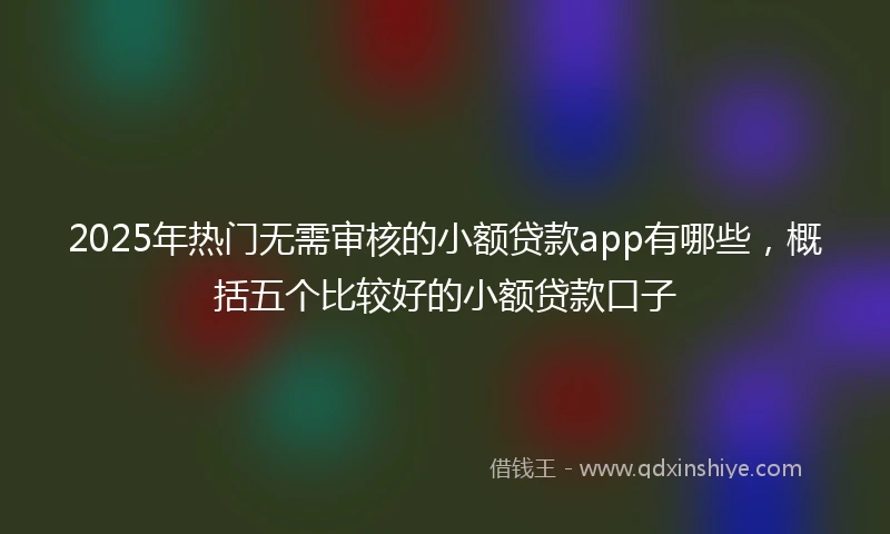 2025年热门无需审核的小额贷款app有哪些，概括五个比较好的小额贷款口子