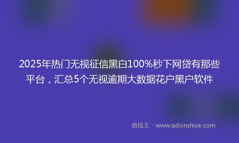 2025年热门无视征信黑白100%秒下网贷有那些平台，汇总5个无视逾期大数据花户黑户软件
