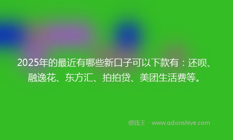 2025年的最近有哪些新口子可以下款有：还呗、融逸花、东方汇、拍拍贷、美团生活费等。