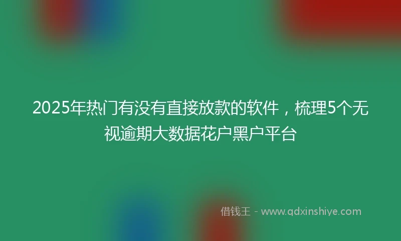 2025年热门有没有直接放款的软件，梳理5个无视逾期大数据花户黑户平台
