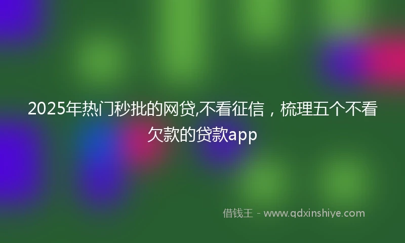 2025年热门秒批的网贷,不看征信，梳理五个不看欠款的贷款app