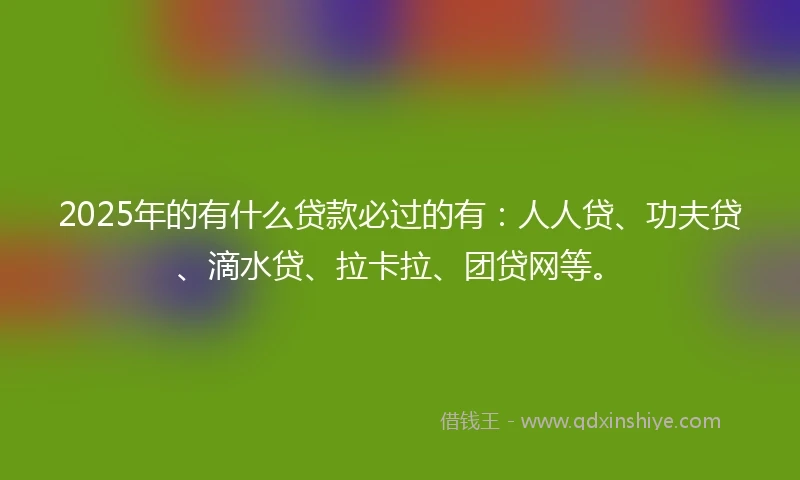 2025年的有什么贷款必过的有：人人贷、功夫贷、滴水贷、拉卡拉、团贷网等。