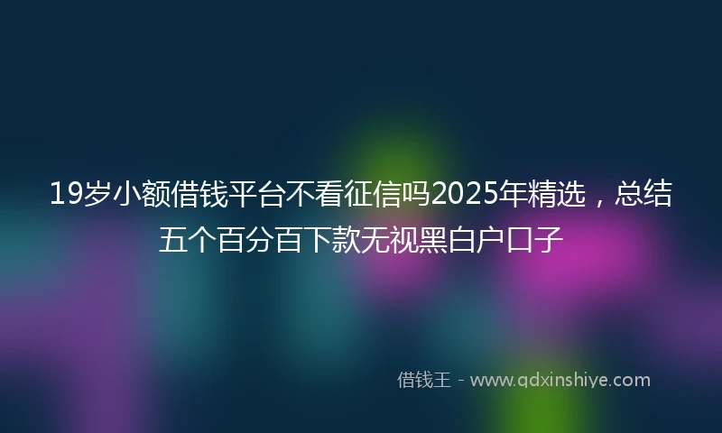 19岁小额借钱平台不看征信吗2025年精选，总结五个百分百下款无视黑白户口子