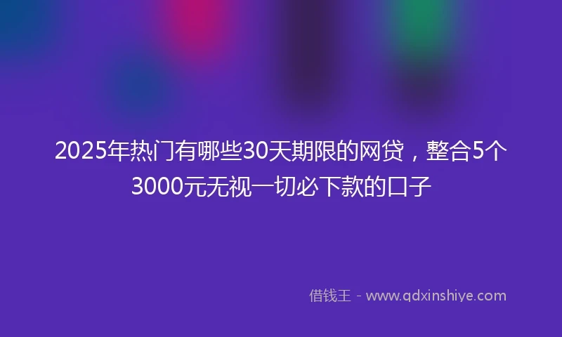 2025年热门有哪些30天期限的网贷，整合5个3000元无视一切必下款的口子