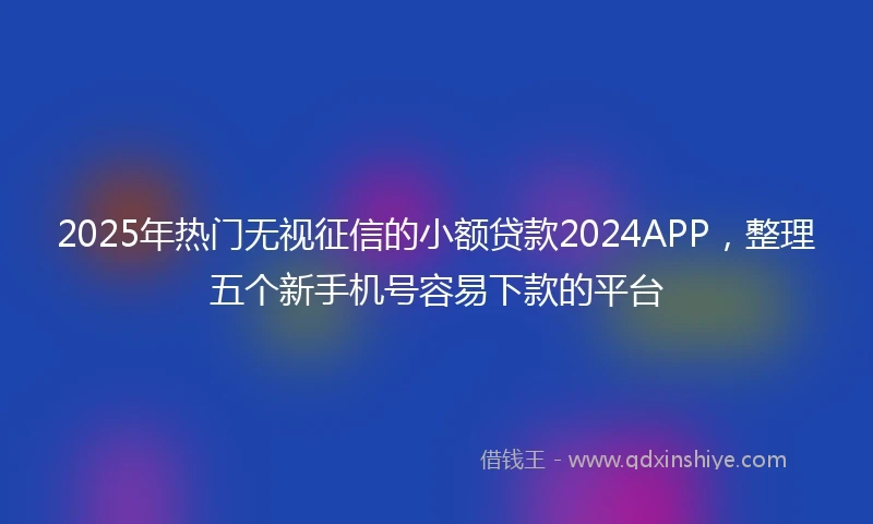 2025年热门无视征信的小额贷款2024APP，整理五个新手机号容易下款的平台