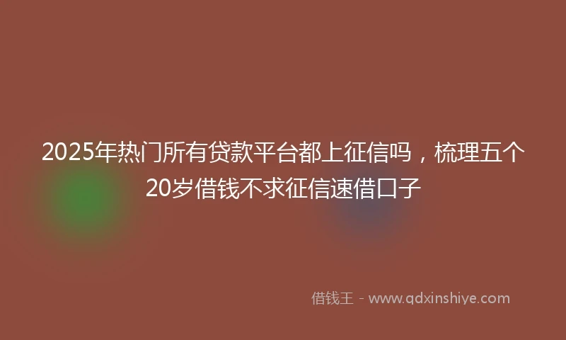 2025年热门所有贷款平台都上征信吗，梳理五个20岁借钱不求征信速借口子