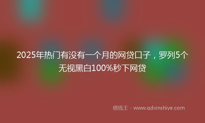 2025年热门有没有一个月的网贷口子，罗列5个无视黑白100%秒下网贷