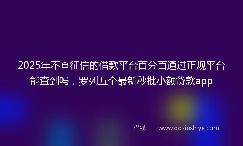2025年不查征信的借款平台百分百通过正规平台能查到吗，罗列五个最新秒批小额贷款app