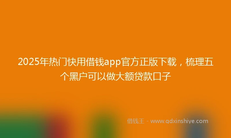 2025年热门快用借钱app官方正版下载，梳理五个黑户可以做大额贷款口子