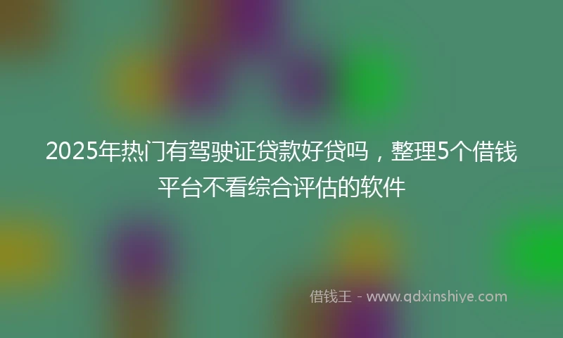 2025年热门有驾驶证贷款好贷吗，整理5个借钱平台不看综合评估的软件