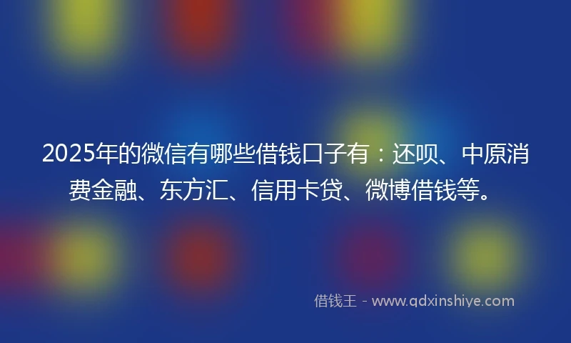 2025年的微信有哪些借钱口子有：还呗、中原消费金融、东方汇、信用卡贷、微博借钱等。