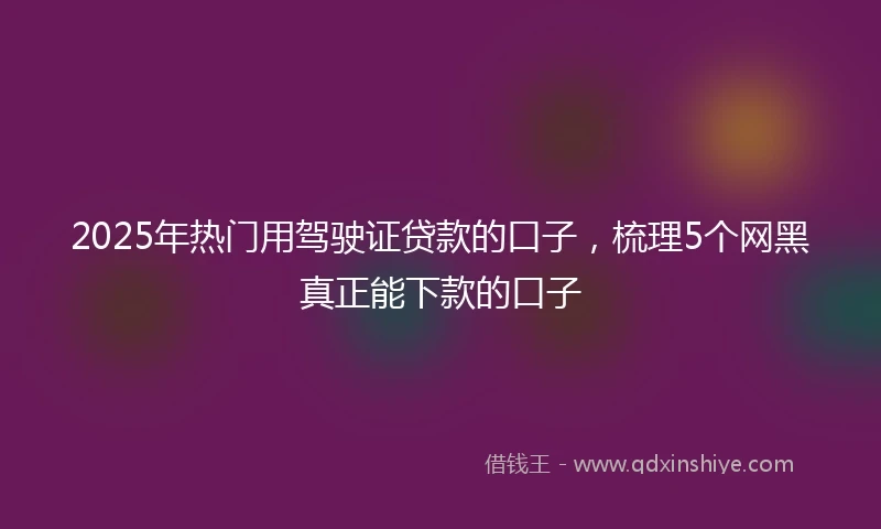 2025年热门用驾驶证贷款的口子，梳理5个网黑真正能下款的口子