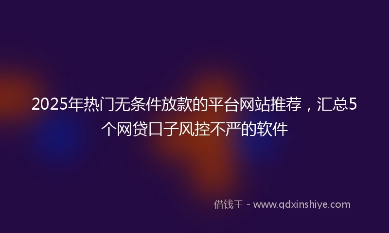 2025年热门无条件放款的平台网站推荐，汇总5个网贷口子风控不严的软件
