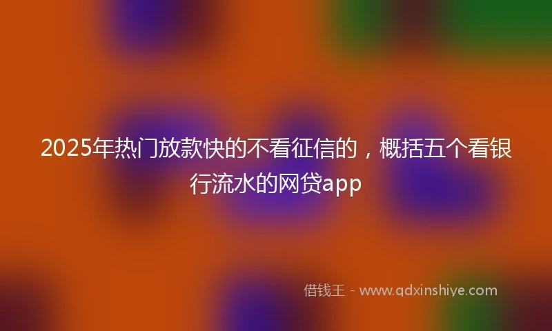 2025年热门放款快的不看征信的，概括五个看银行流水的网贷app