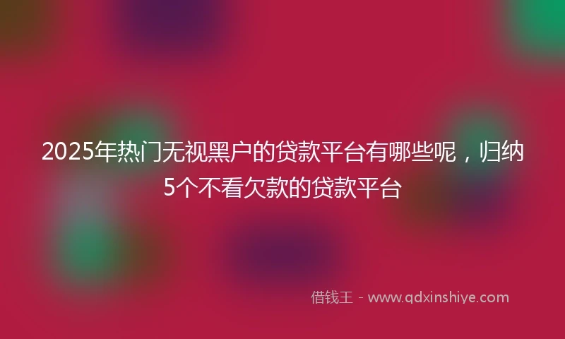 2025年热门无视黑户的贷款平台有哪些呢，归纳5个不看欠款的贷款平台
