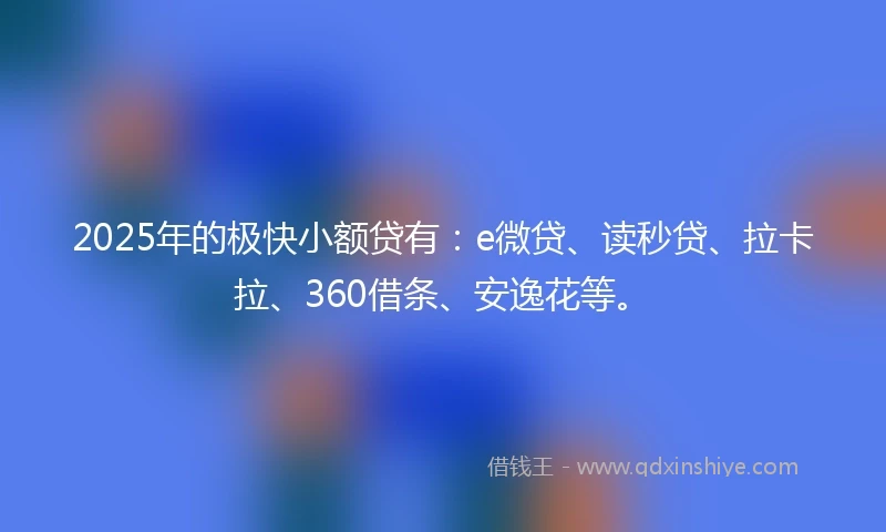 2025年的极快小额贷有：e微贷、读秒贷、拉卡拉、360借条、安逸花等。