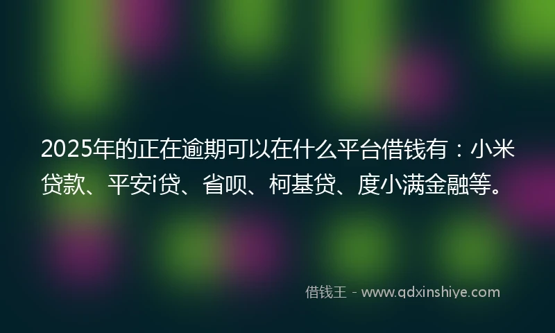 2025年的正在逾期可以在什么平台借钱有：小米贷款、平安i贷、省呗、柯基贷、度小满金融等。