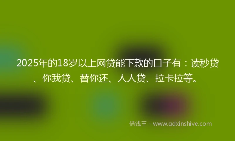 2025年的18岁以上网贷能下款的口子有：读秒贷、你我贷、替你还、人人贷、拉卡拉等。