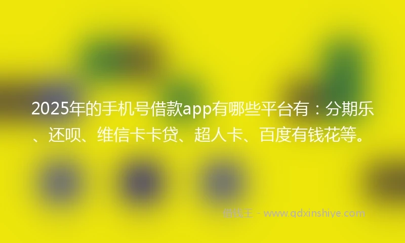 2025年的手机号借款app有哪些平台有：分期乐、还呗、维信卡卡贷、超人卡、百度有钱花等。