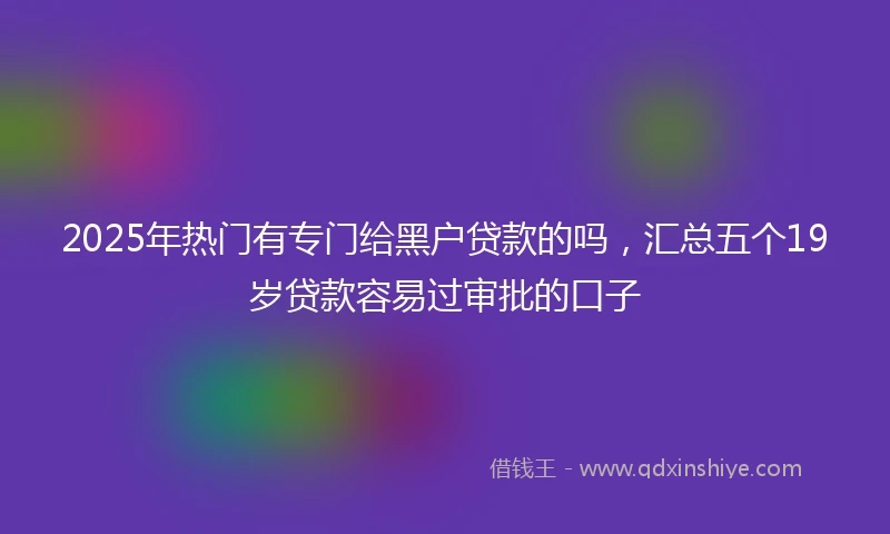 2025年热门有专门给黑户贷款的吗，汇总五个19岁贷款容易过审批的口子
