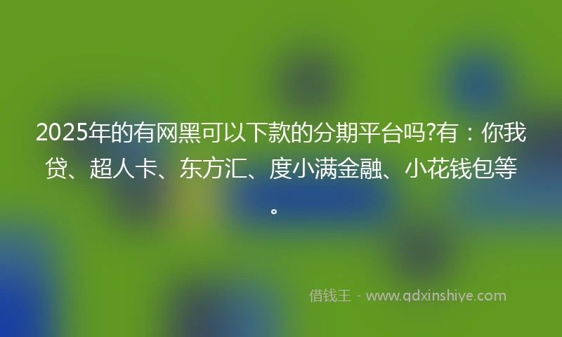 2025年的有网黑可以下款的分期平台吗?有：你我贷、超人卡、东方汇、度小满金融、小花钱包等。