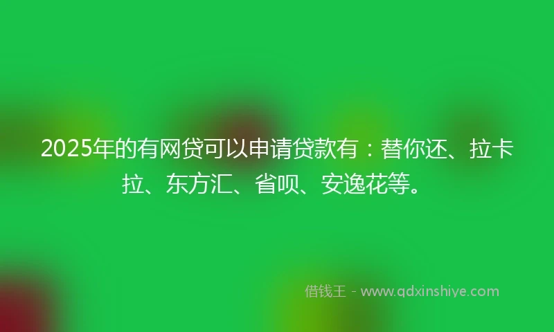 2025年的有网贷可以申请贷款有：替你还、拉卡拉、东方汇、省呗、安逸花等。