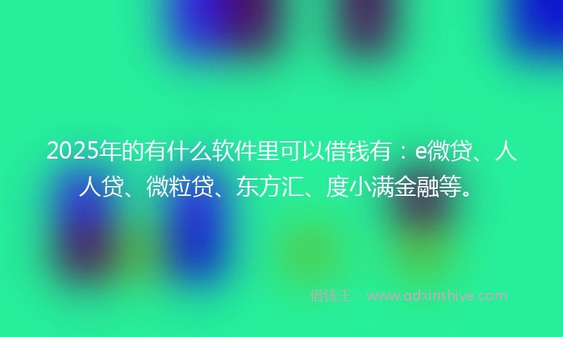 2025年的有什么软件里可以借钱有：e微贷、人人贷、微粒贷、东方汇、度小满金融等。