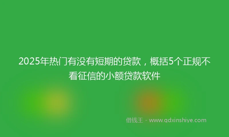 2025年热门有没有短期的贷款，概括5个正规不看征信的小额贷款软件