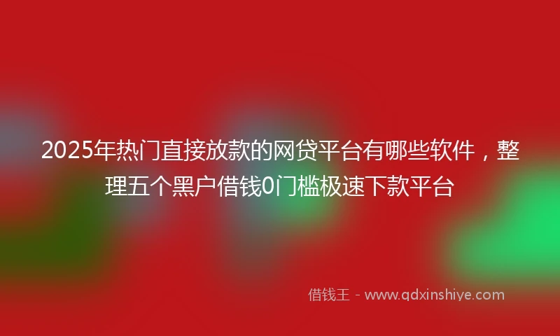 2025年热门直接放款的网贷平台有哪些软件，整理五个黑户借钱0门槛极速下款平台