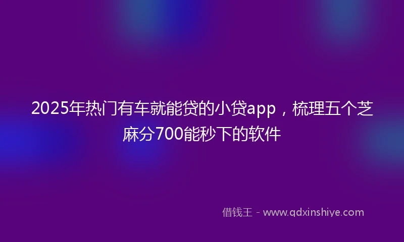 2025年热门有车就能贷的小贷app，梳理五个芝麻分700能秒下的软件