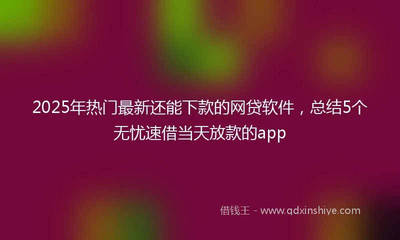 2025年热门最新还能下款的网贷软件，总结5个无忧速借当天放款的app
