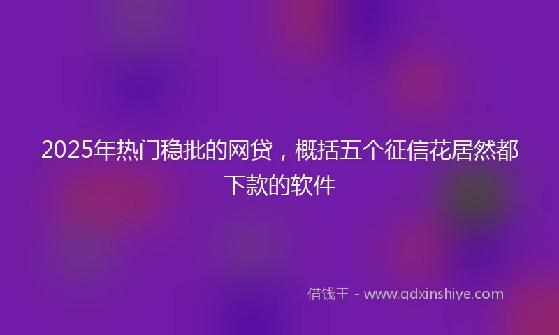 2025年热门稳批的网贷，概括五个征信花居然都下款的软件