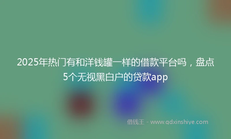 2025年热门有和洋钱罐一样的借款平台吗，盘点5个无视黑白户的贷款app